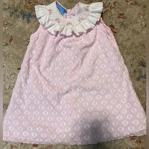 Anavini Smocked Clip dot pink Dress 3T
